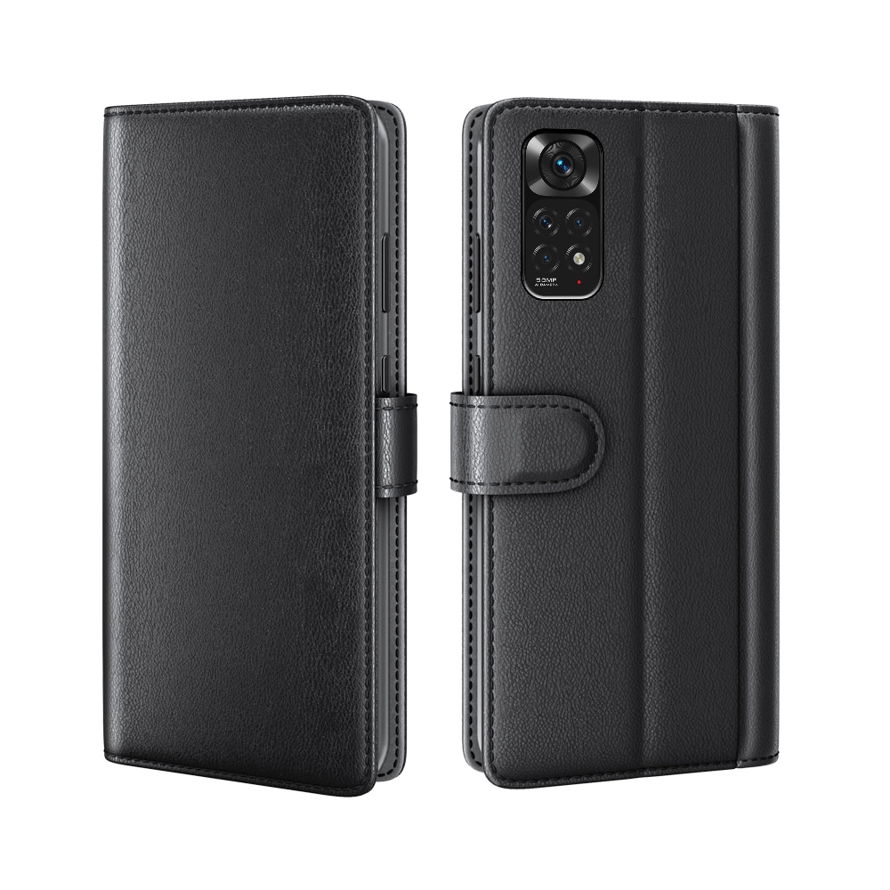 Custodia a portafoglio in vera pelle Xiaomi Redmi Note 11 Pro, nero