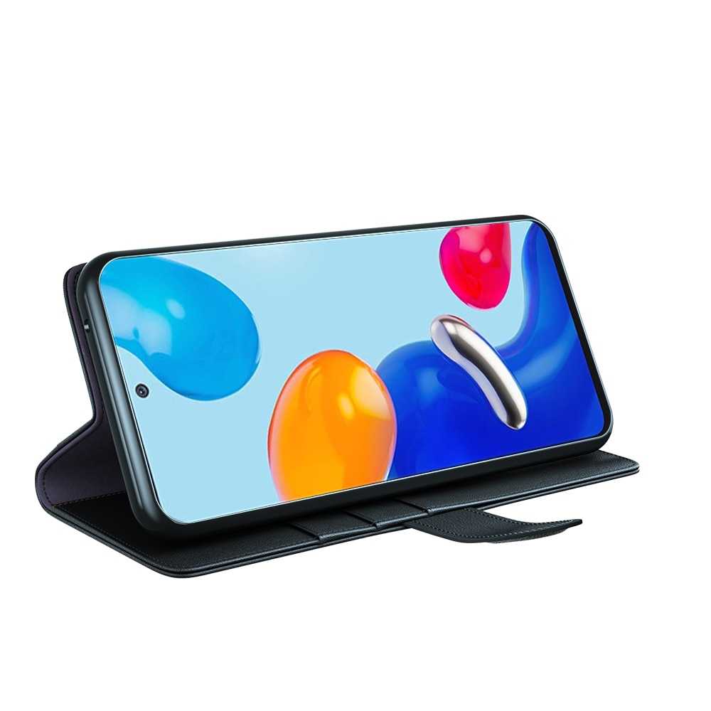 Custodia a portafoglio in vera pelle Xiaomi Redmi Note 11 Pro, Nero