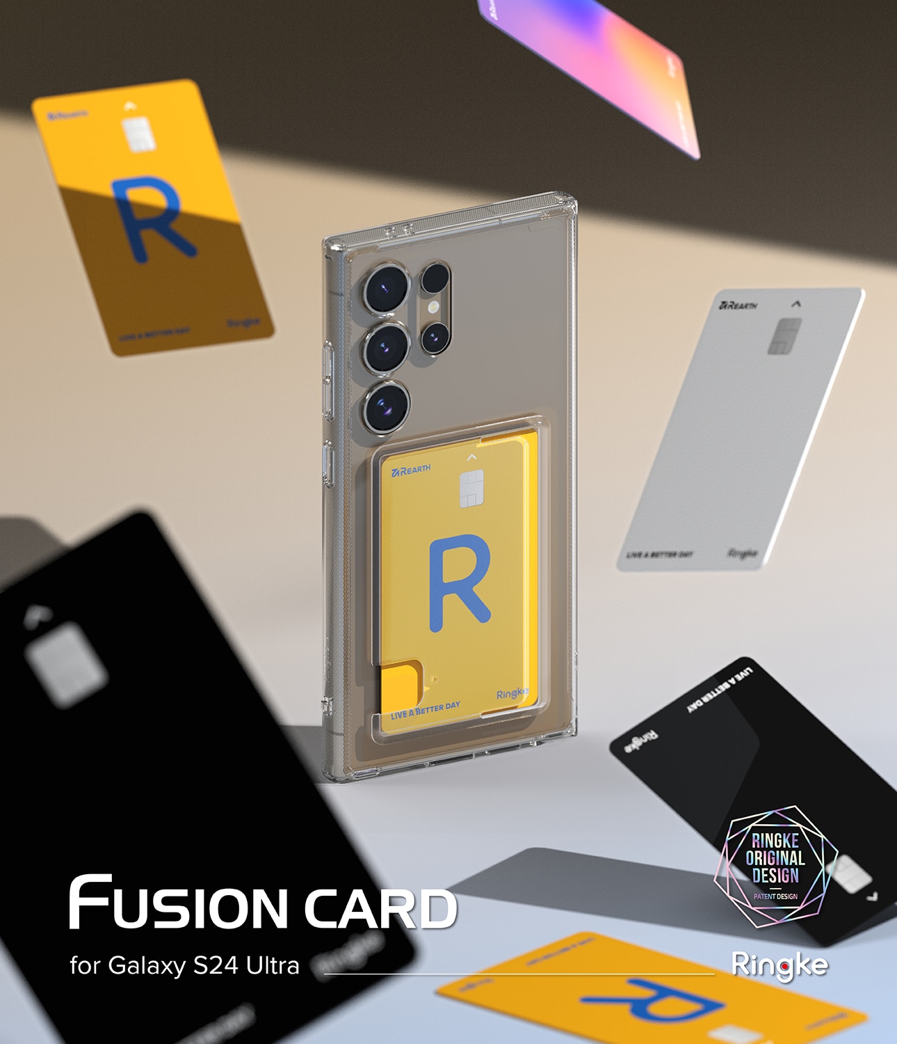 Cover Fusion Card Samsung Galaxy S24 Ultra trasparente