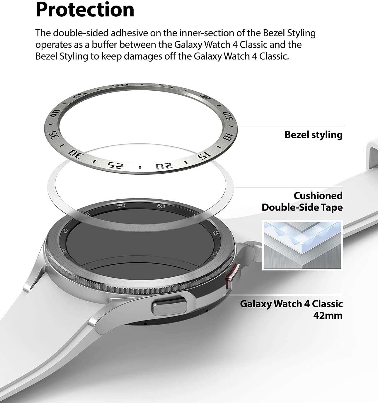 Bezel Styling Samsung Galaxy Watch 4 Classic 42mm D'argento