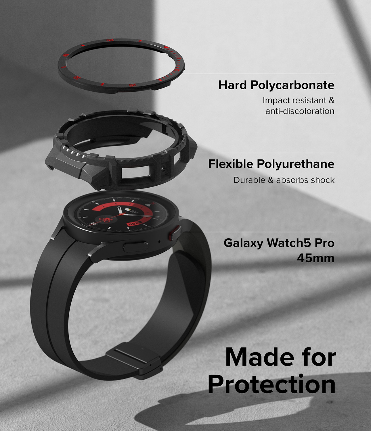 Fusion X Cover Samsung Galaxy Watch 5 Pro 45mm Black (Red Index)