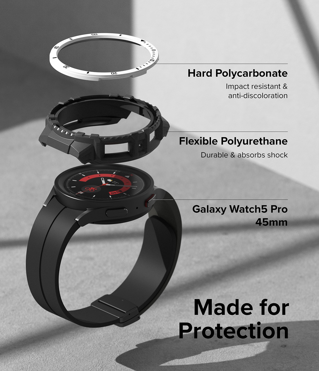 Fusion X Cover Samsung Galaxy Watch 5 Pro 45mm White (Black Index)