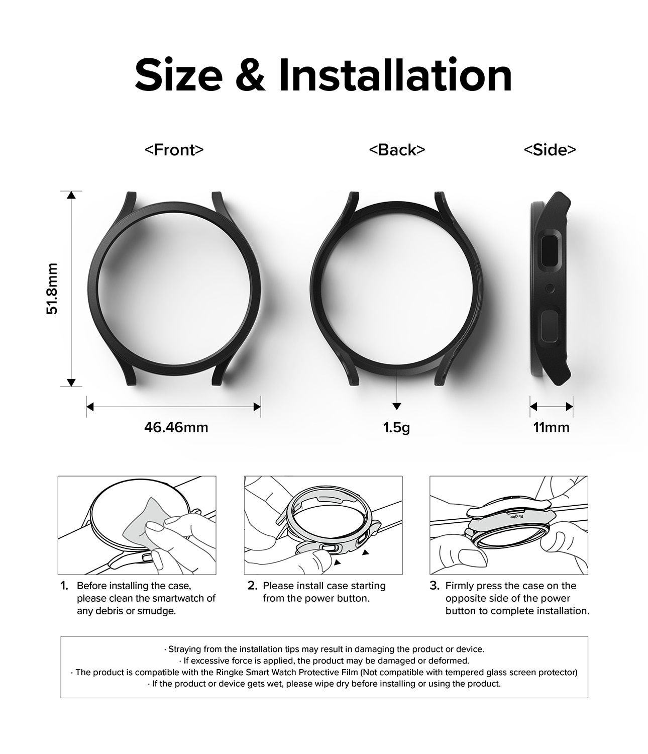 Cover Slim (2 pezzi) Galaxy Watch 6 44mm Matte Black & Clear