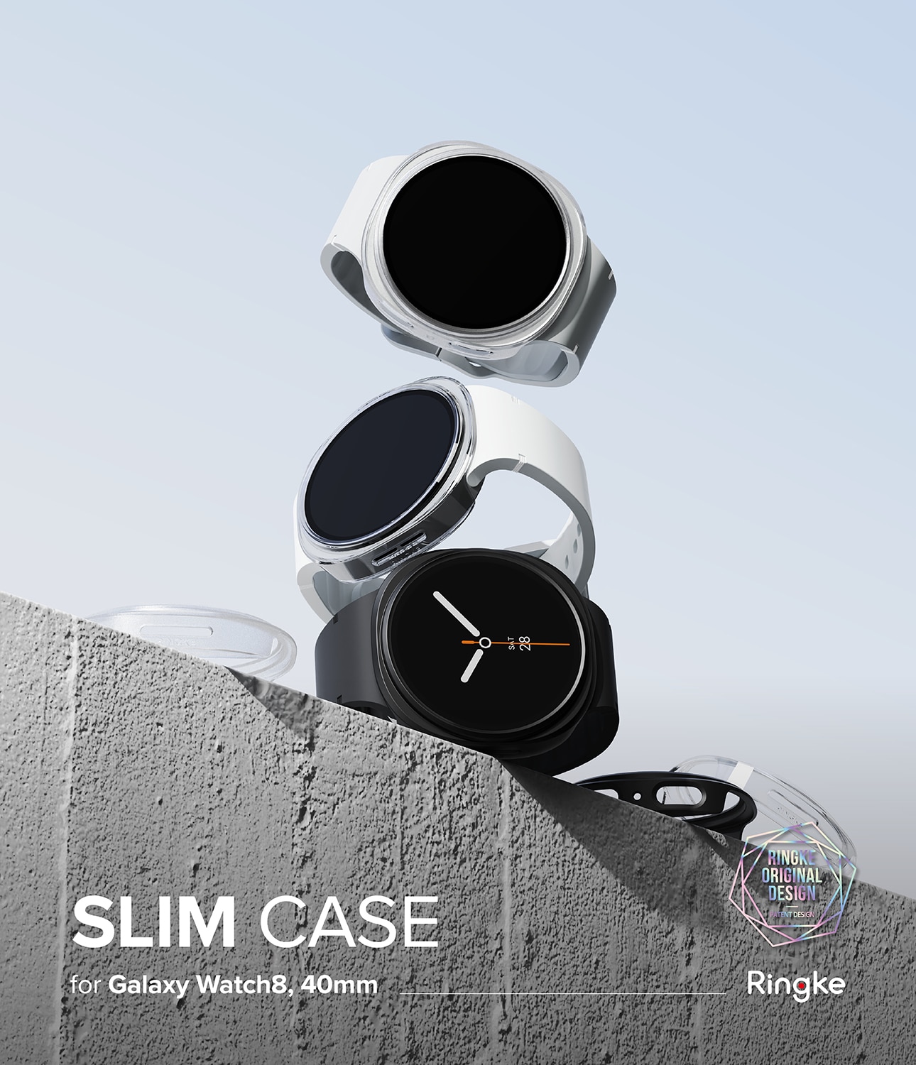 Cover Slim (2 pezzi) Samsung Galaxy Watch 8 40mm Matte Black & Clear