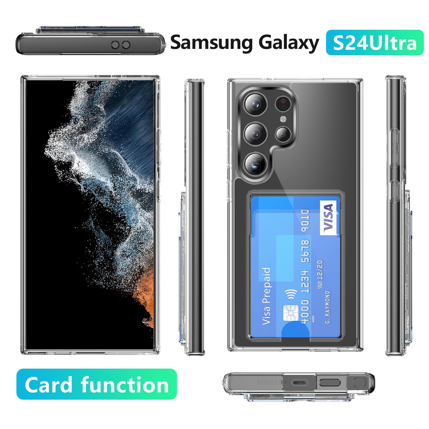 Cover ibride portacarte Samsung Galaxy S24 Ultra trasparente