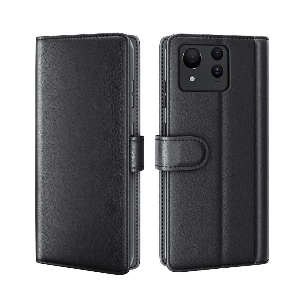 Custodia a portafoglio in vera pelle Asus Zenfone 11 Ultra, nero