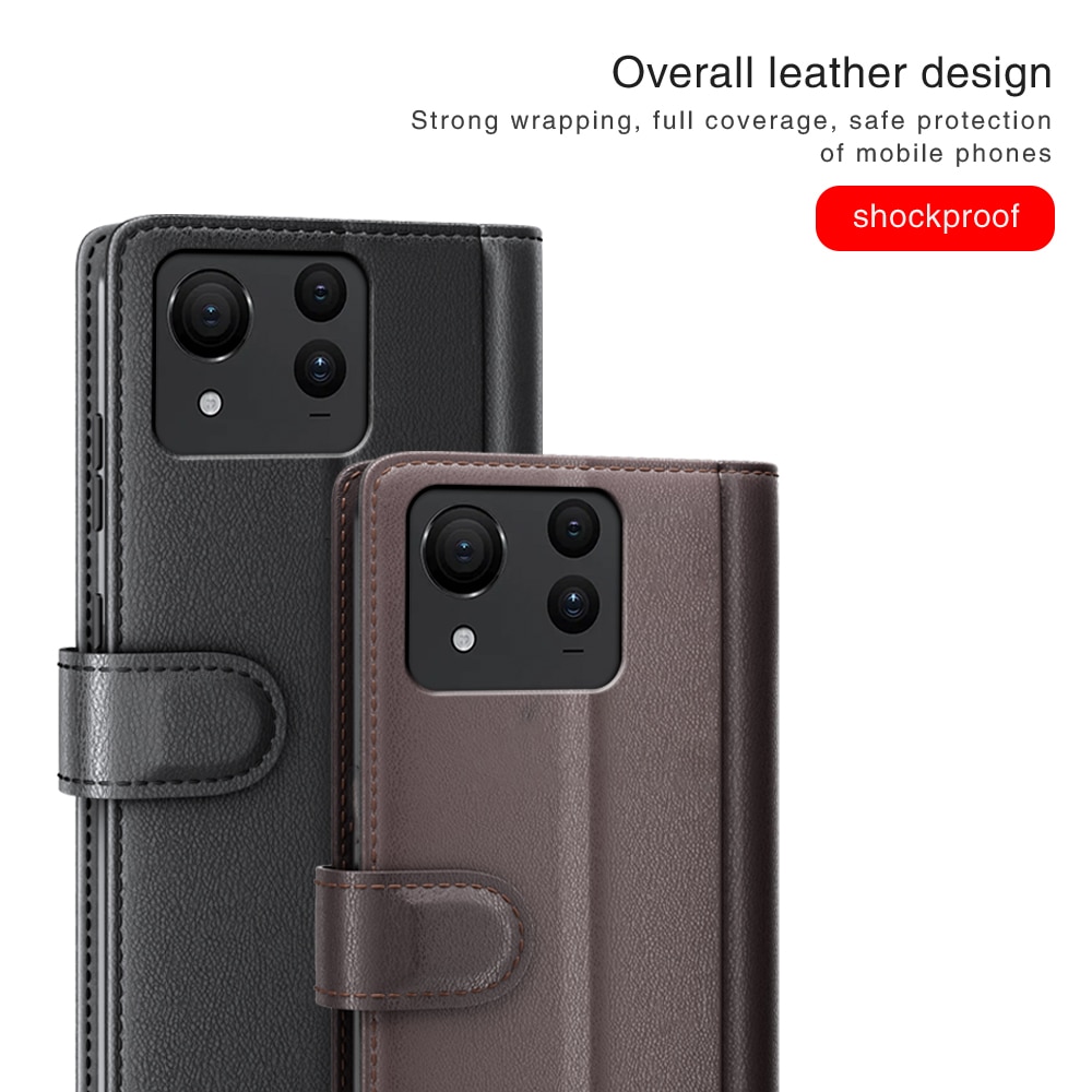 Custodia a portafoglio in vera pelle Asus Zenfone 11 Ultra, nero