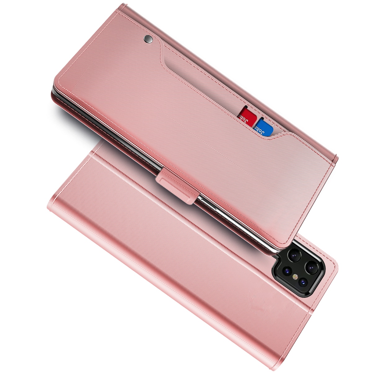 Custodia a portafoglio Specchio Samsung Galaxy S22 Ultra rosa dorato