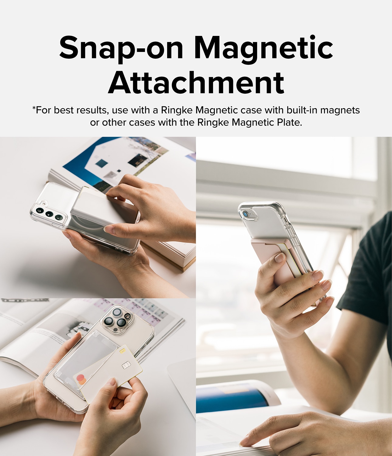 Magnetic Side Slot Card Holder Light Grey