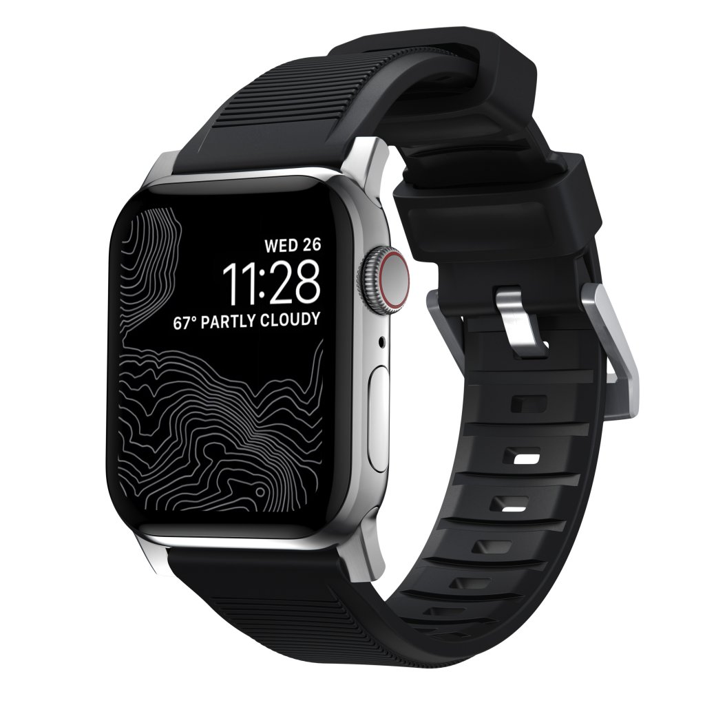 Rugged Band Apple Watch 38/40/41 mm Black (Silver Hardware)