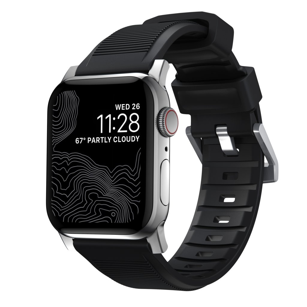 Rugged Band Apple Watch 41mm Series 8 Black (Silver Hardware)