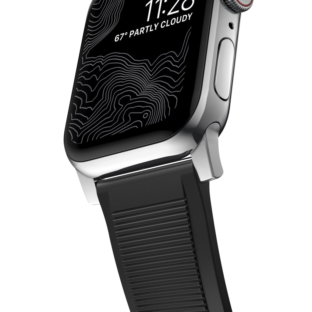 Rugged Band Apple Watch 41mm Series 8 Black (Silver Hardware)