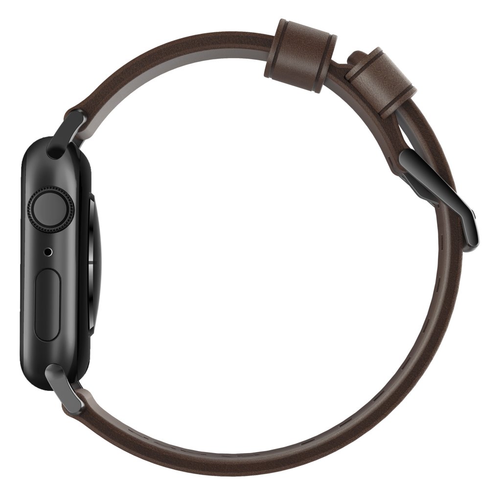 Modern Band Horween Leather Apple Watch 45mm Series 7 Rustic Brown (Black Hardware)