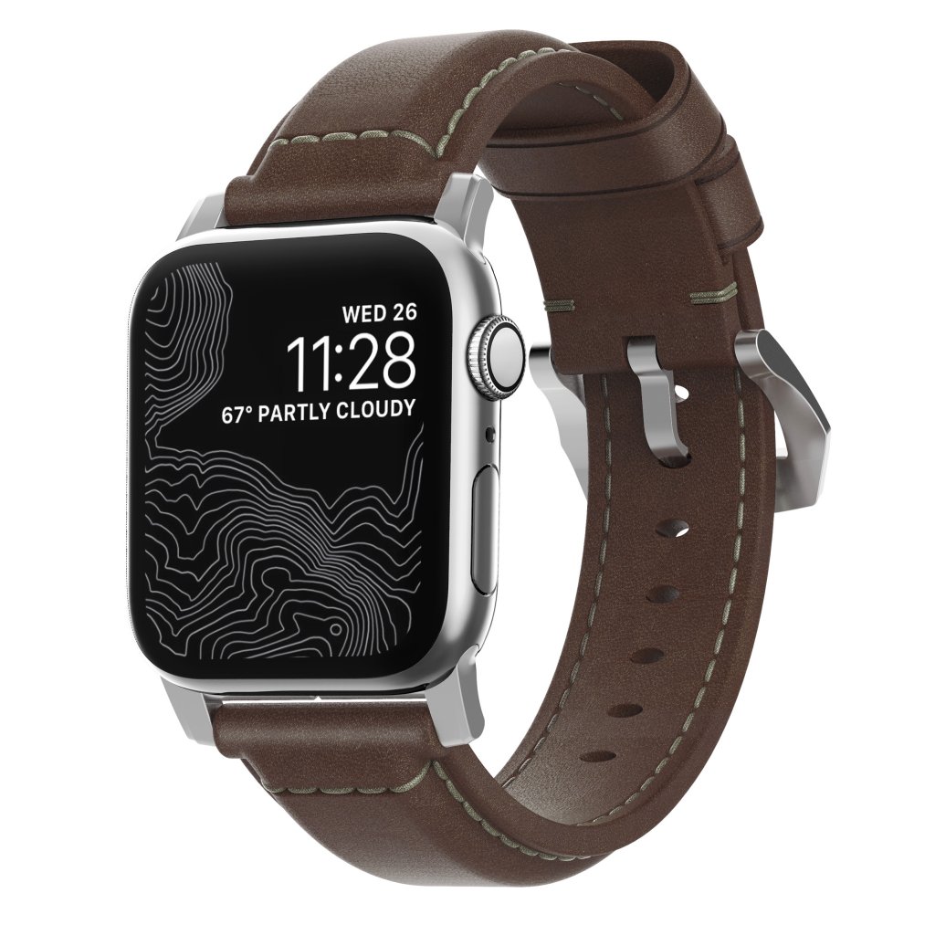Traditional Band Apple Watch 42/44/45/59 mm Rustic Brown (Silver Hardware)