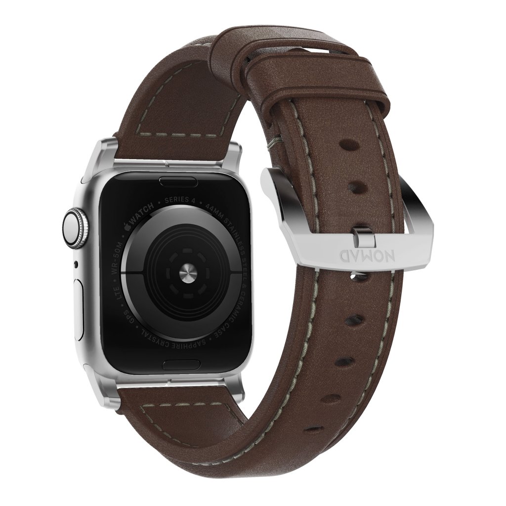 Traditional Band Apple Watch 45mm Series 7 Rustic Brown (Silver Hardware)