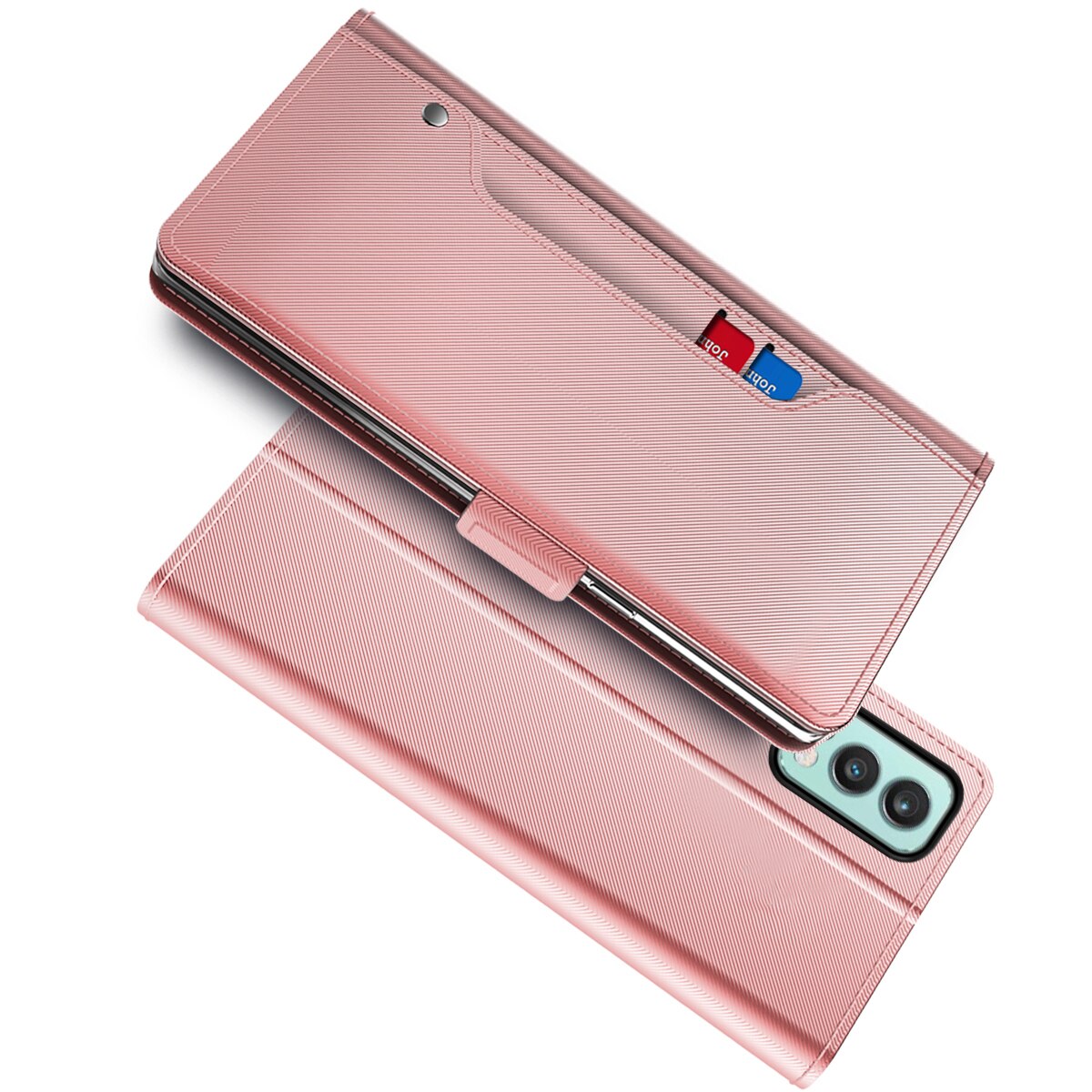 Custodia a portafoglio Specchio OnePlus Nord 2 5G Pink Gold