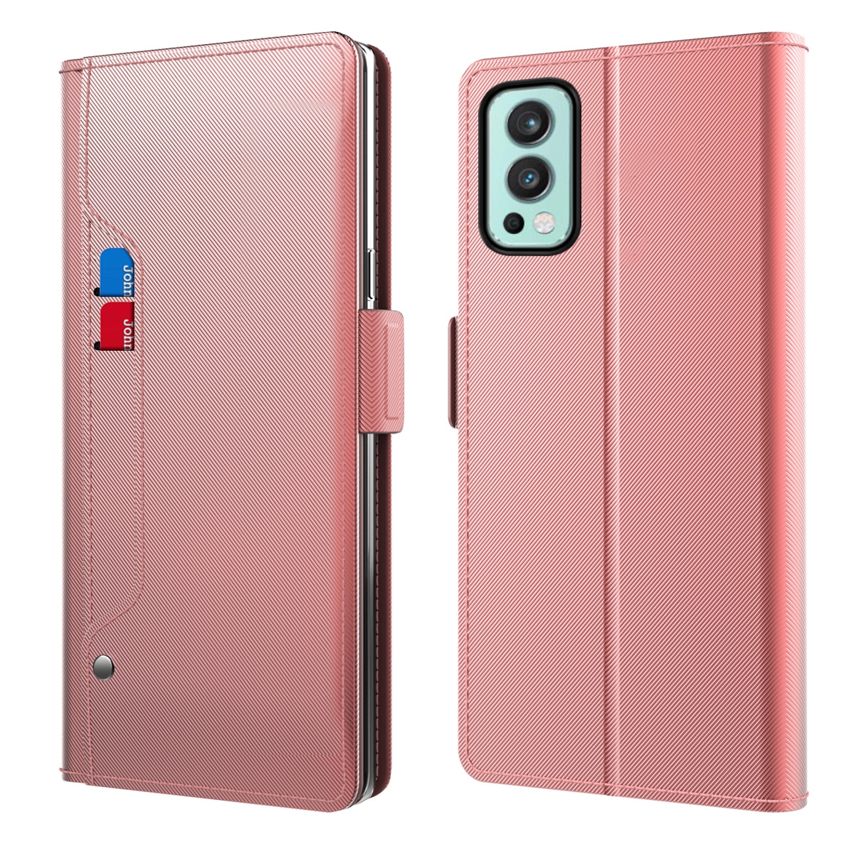 Custodia a portafoglio Specchio OnePlus Nord 2 5G rosa dorato