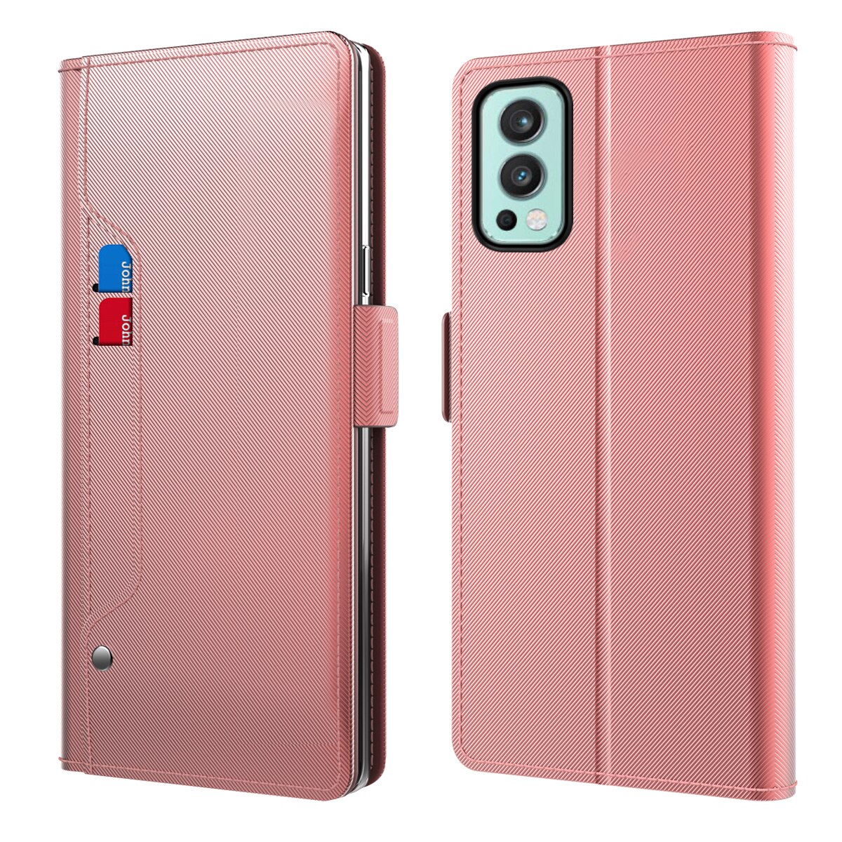 Custodia a portafoglio Specchio OnePlus Nord 2 5G rosa dorato