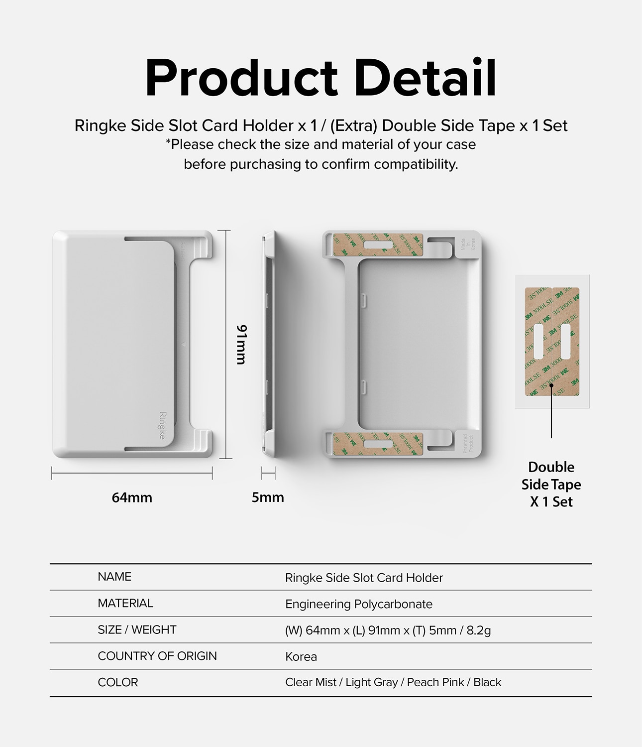 Side Slot Card Holder Light Grey