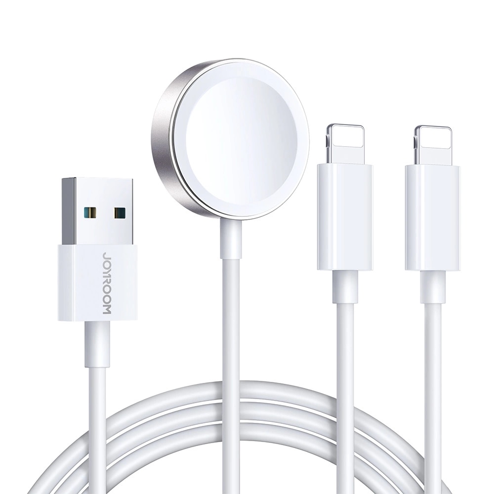 Cavo 3-in-1 USB-A -> 2x Lightning +  Caricatore magnetico, bianco (S-IW007)