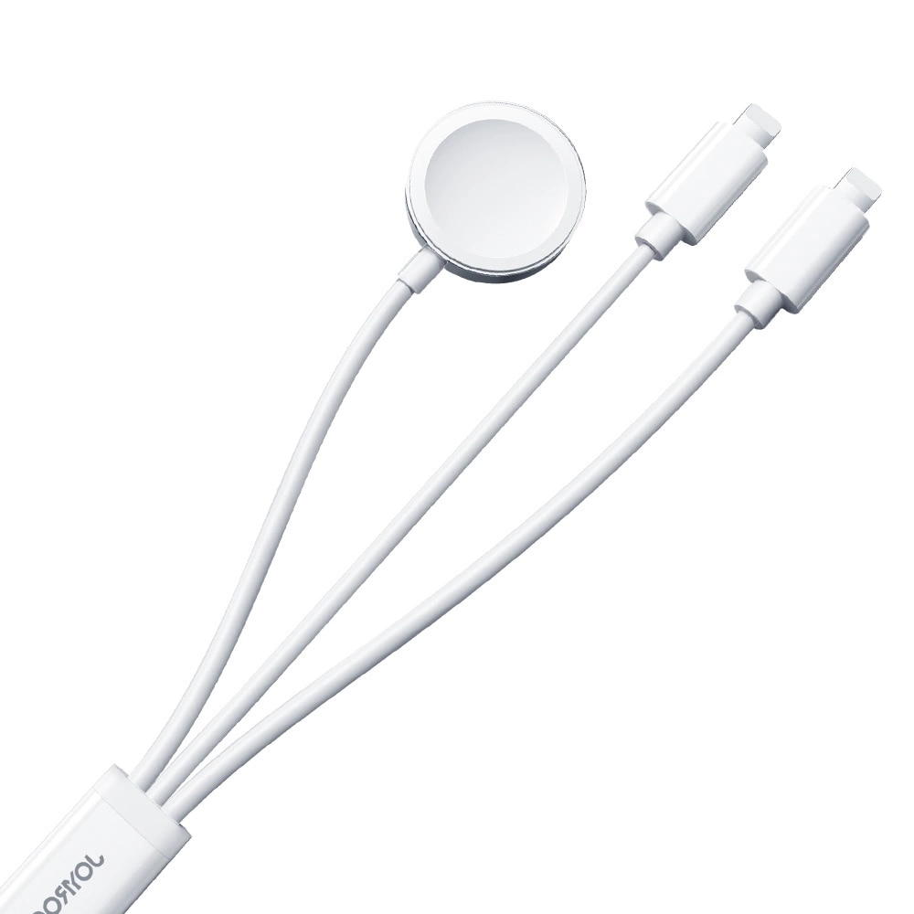 Cavo 3-in-1 USB-A -> 2x Lightning +  Caricatore magnetico, bianco (S-IW007)
