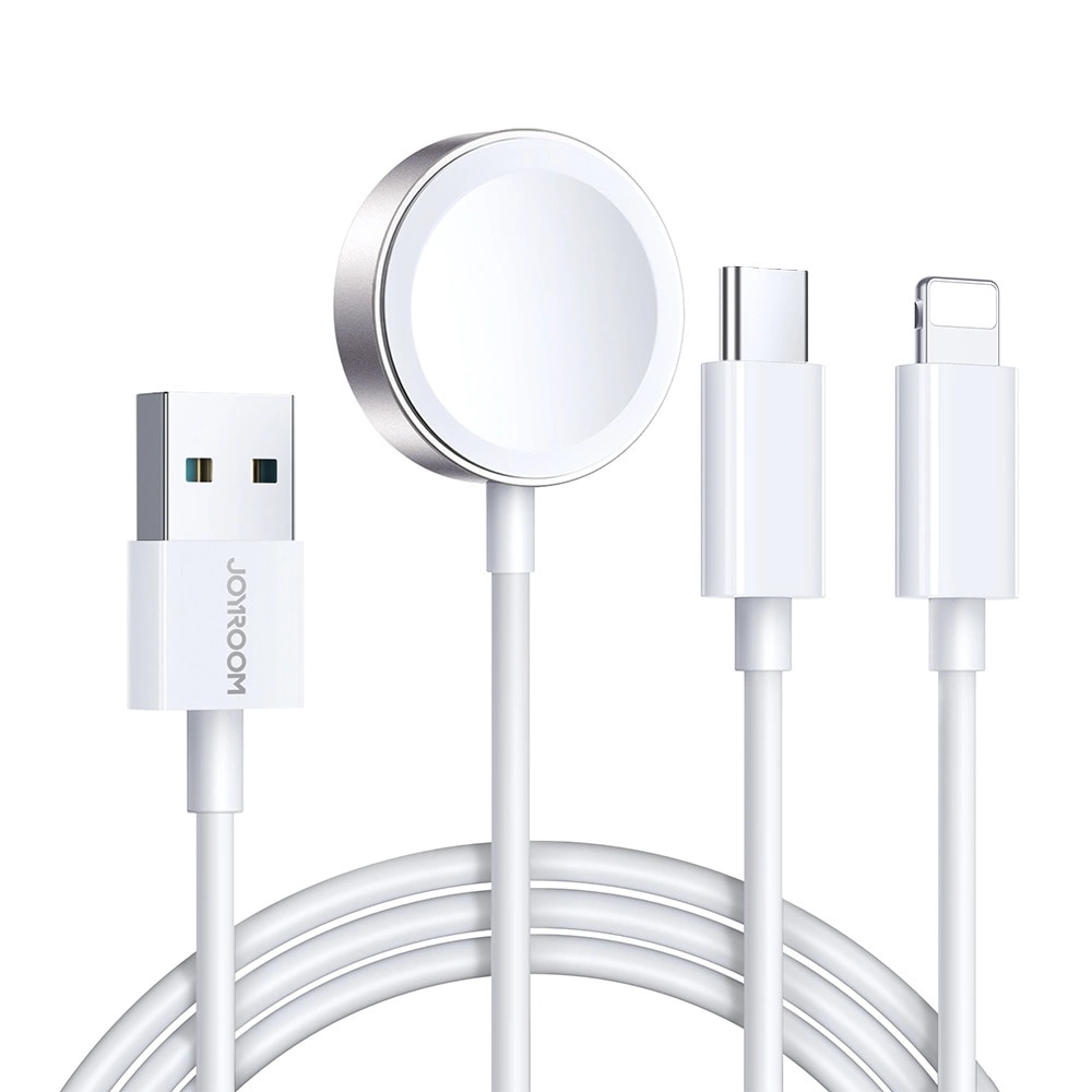 Cavo 3-in-1 USB-A -> USB-C/Lightning  +  Caricatore Apple Watch, bianco (S-IW008)