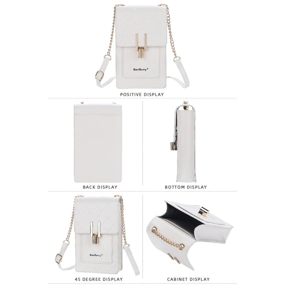 Quilted Crossbody Mini Wallet bianco