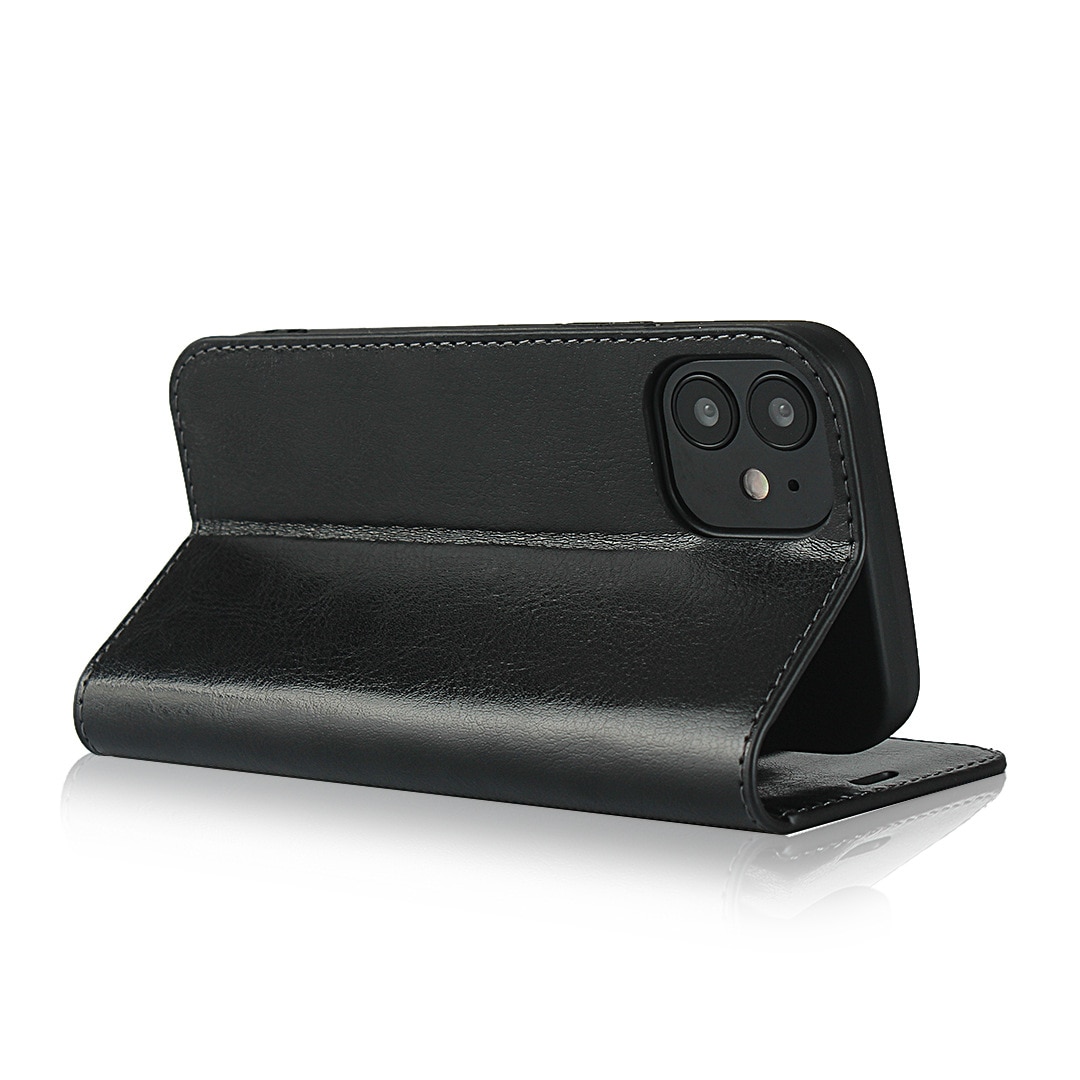 Cover Portafoglio in vera pelle iPhone 11 nero