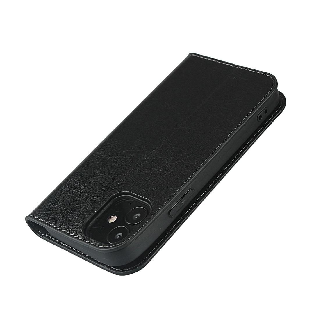 Cover Portafoglio in vera pelle iPhone XR nero