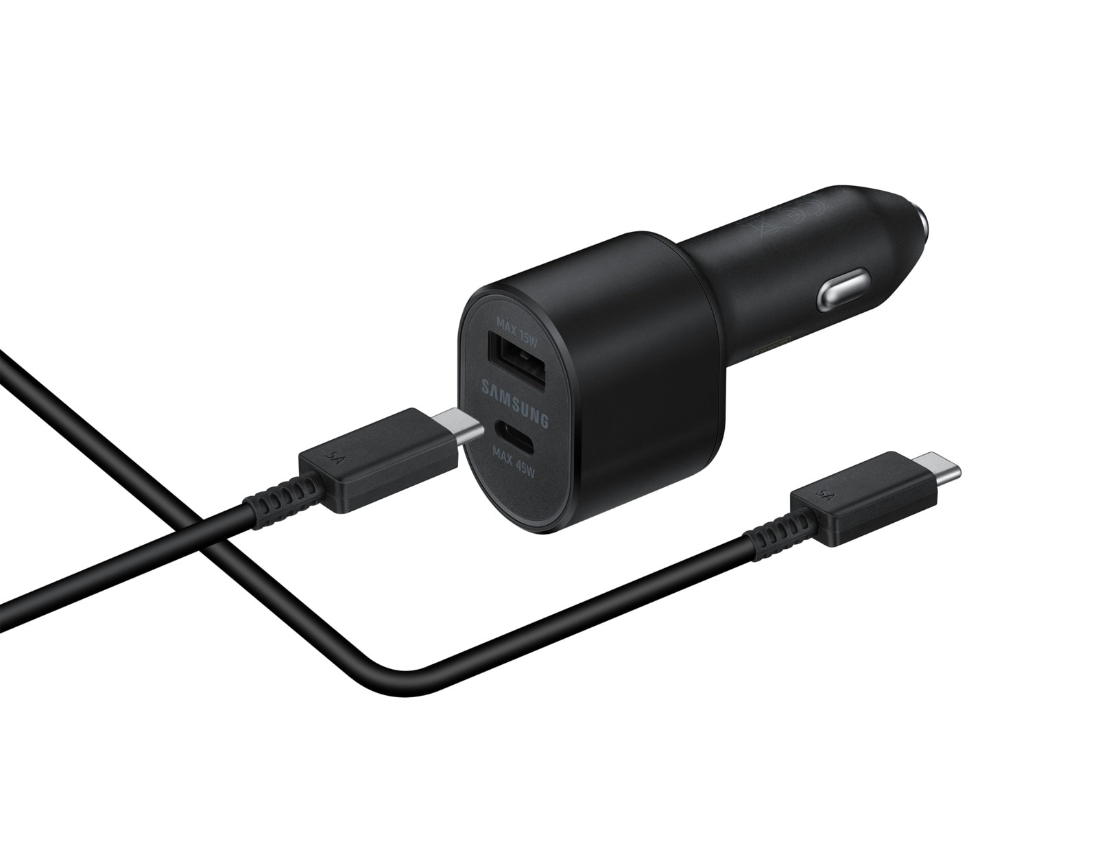 Caricabatterie auto Super Fast Dual USB-C + USB-A (45W+15W) nero