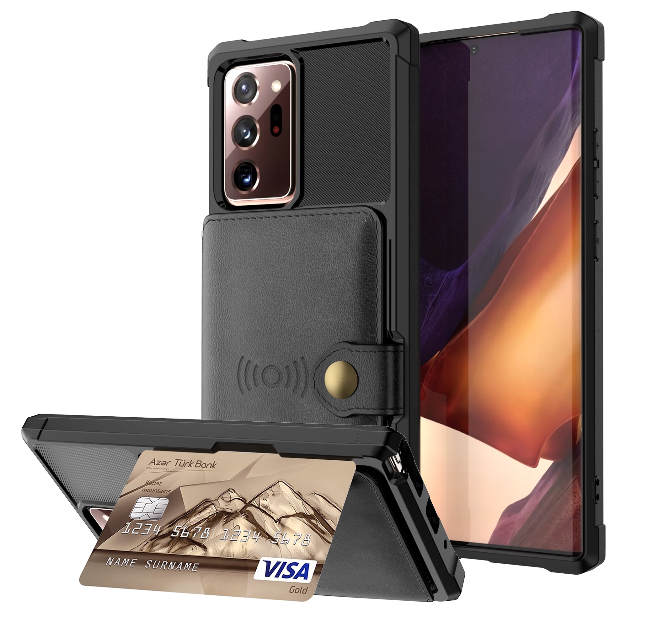 Cover con portacarte Tough Multi-slot Samsung Galaxy Note 20 Ultra Nero