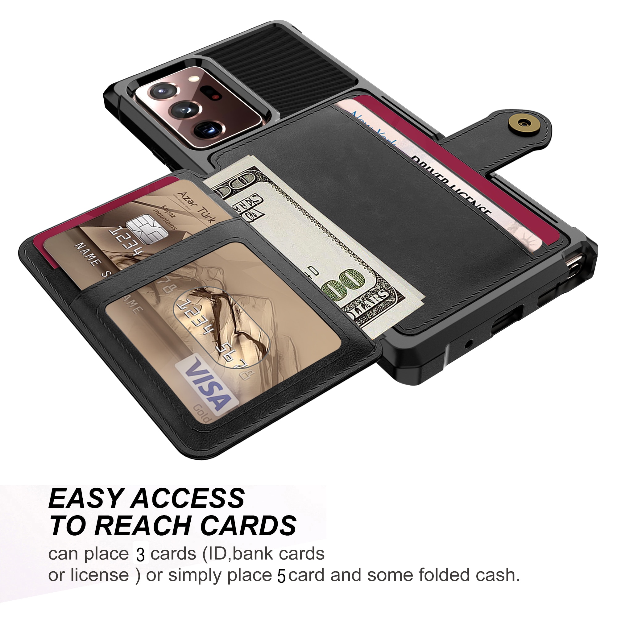 Cover con portacarte Tough Multi-slot Samsung Galaxy Note 20 Ultra Nero