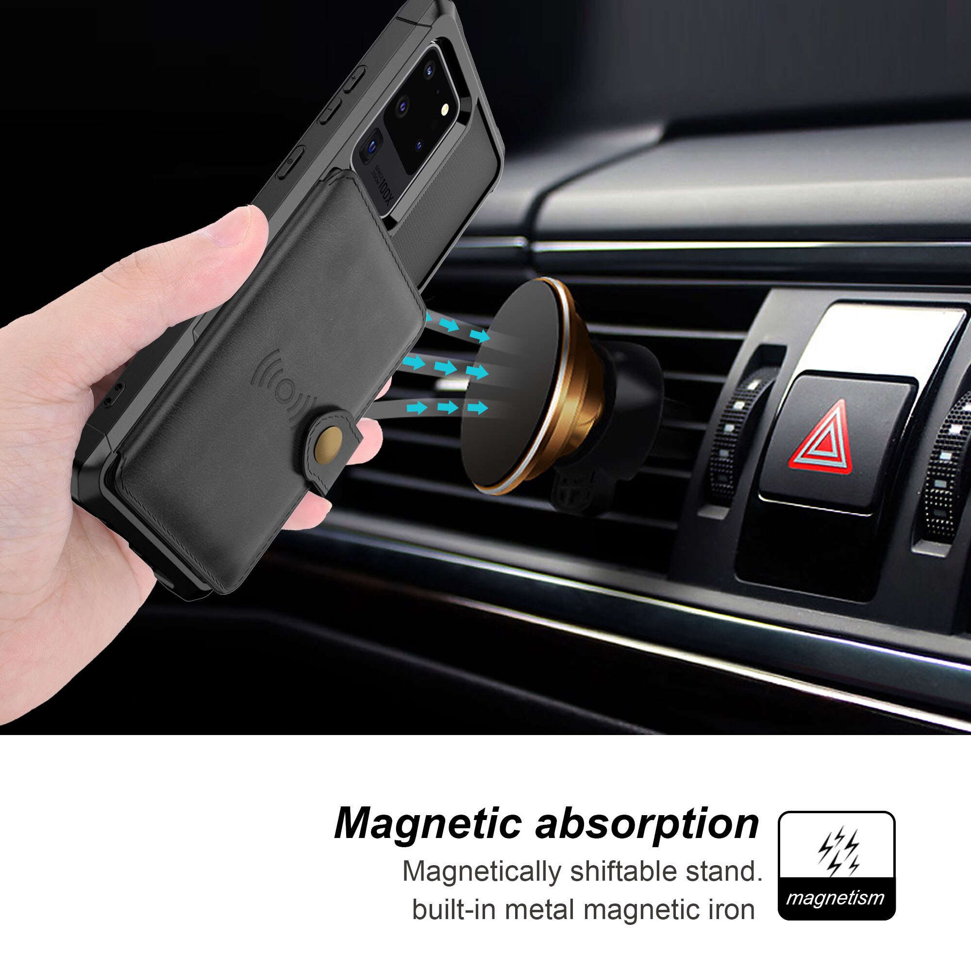 Cover con portacarte Tough Multi-slot Samsung Galaxy Note 20 Ultra Nero