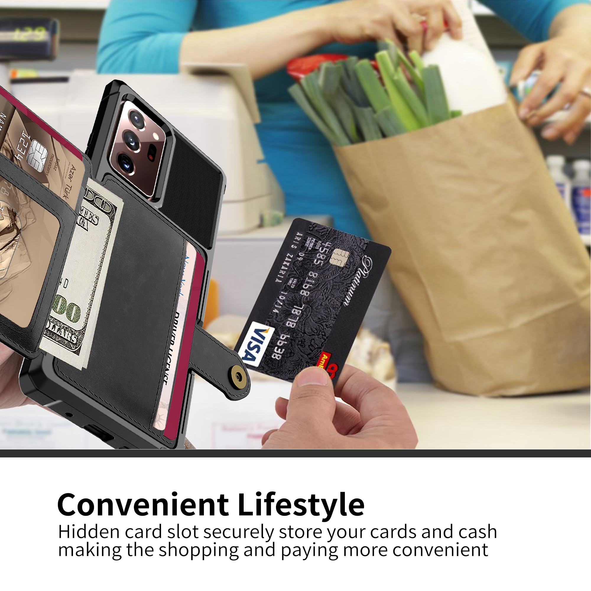 Cover con portacarte Tough Multi-slot Samsung Galaxy Note 20 Ultra Nero