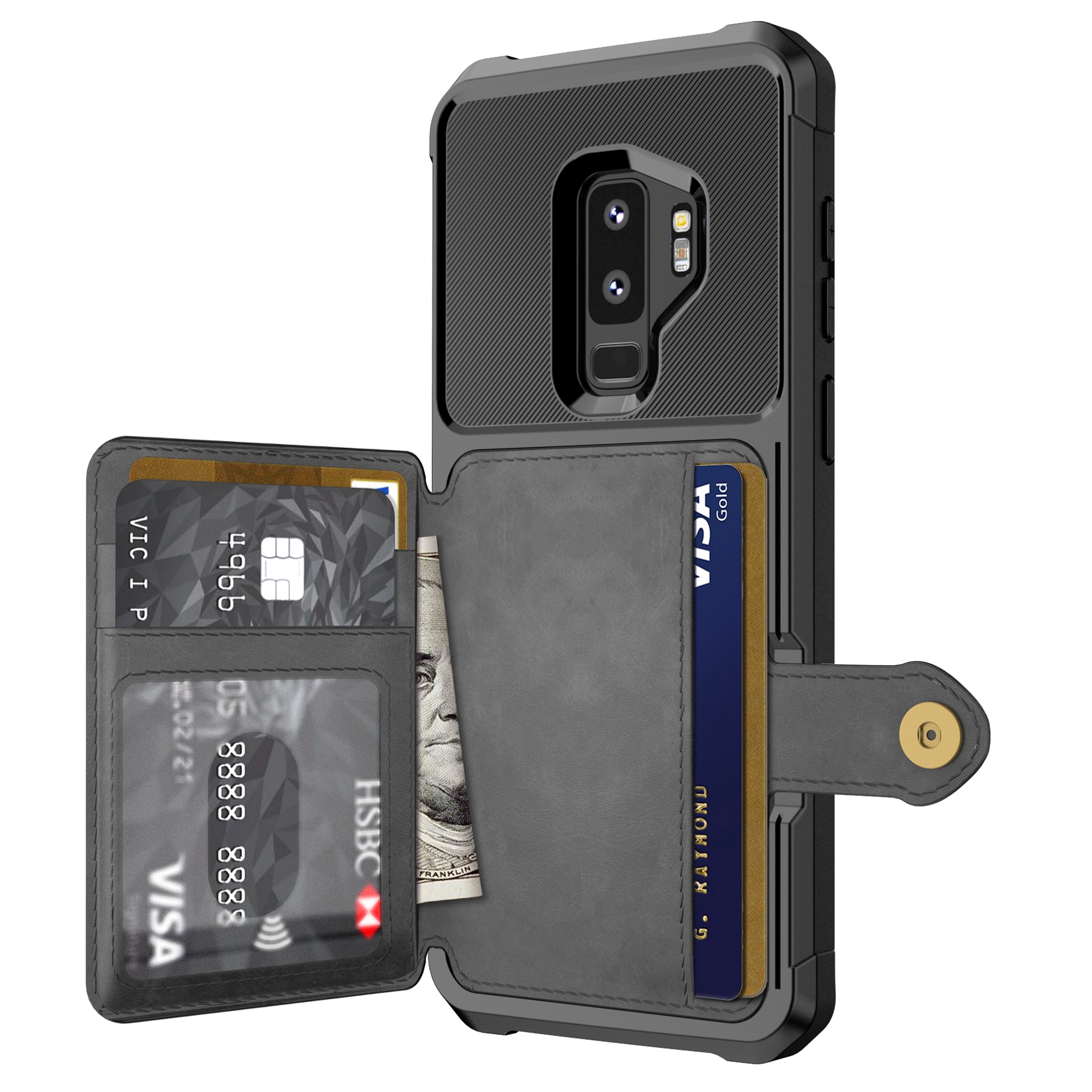 Cover con portacarte Tough Multi-slot Samsung Galaxy S9 Plus nero