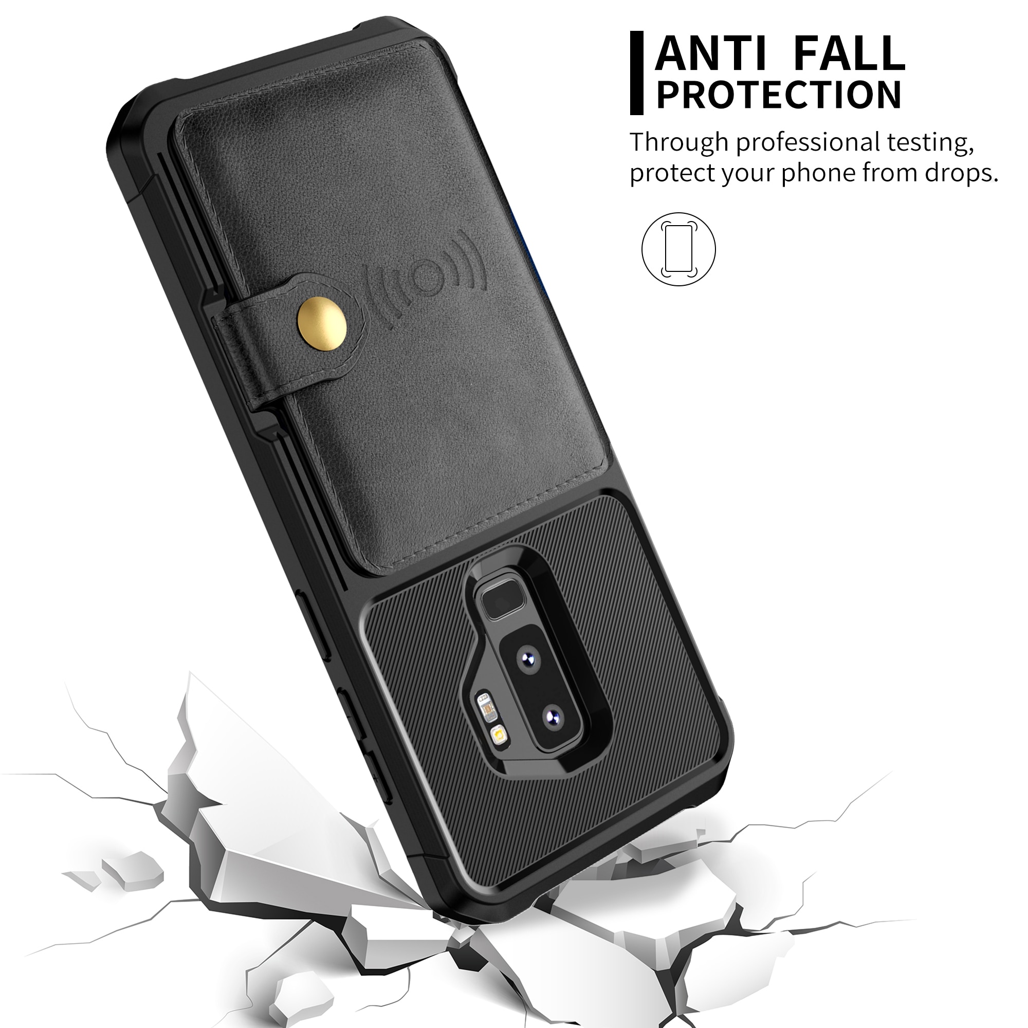 Cover con portacarte Tough Multi-slot Samsung Galaxy S9 Plus nero