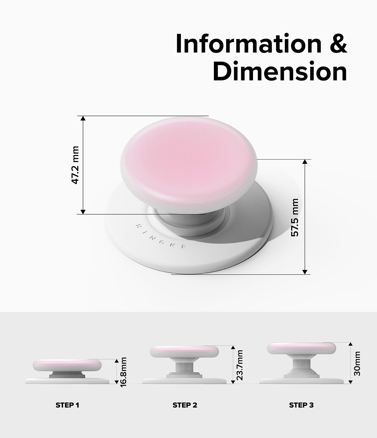 Tok Magnetic Supporto e Impugnatura per Telefoni Cellulari Ice Pink