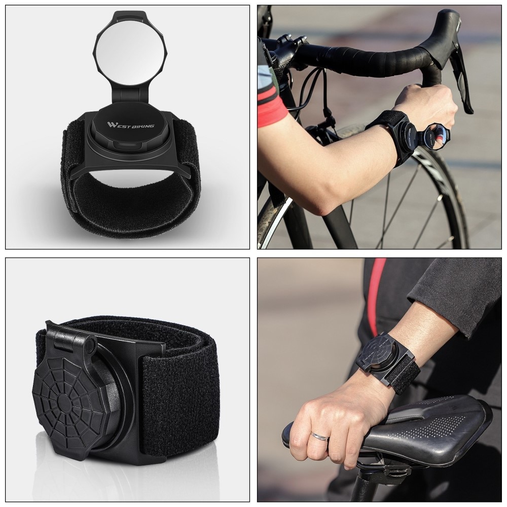 Specchietto girevole per bracciale da bicicletta, nero