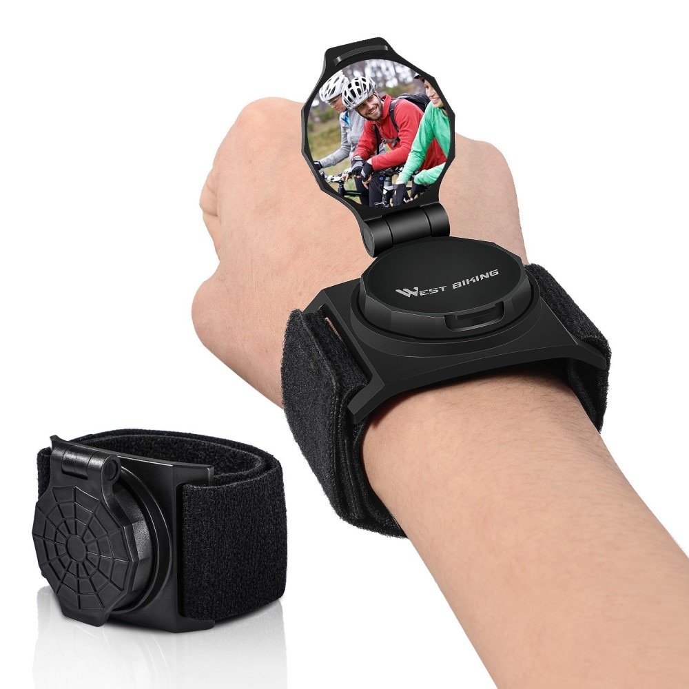 Specchietto girevole per bracciale da bicicletta, nero