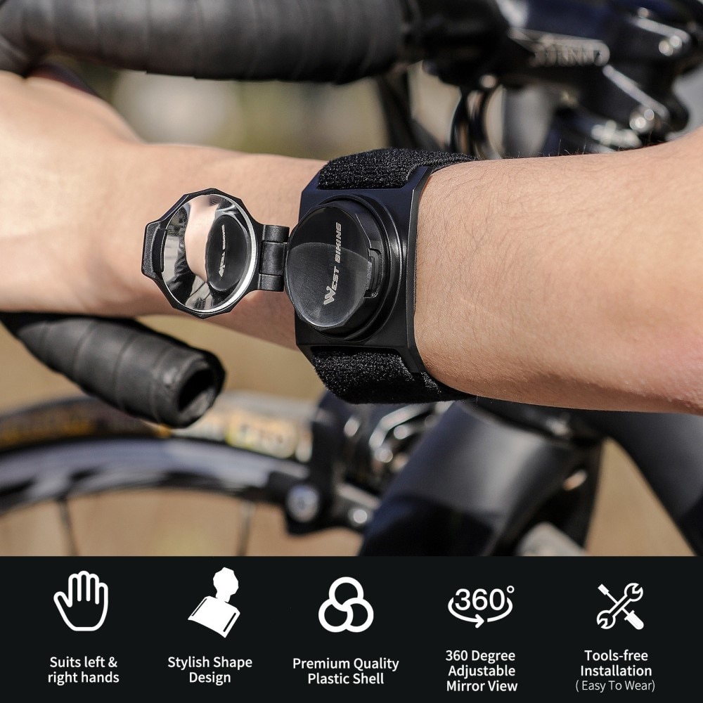 Specchietto girevole per bracciale da bicicletta, nero