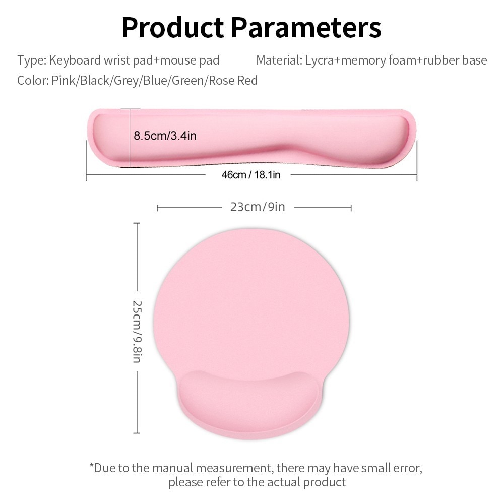 Supporto da polso per tastiera e mousepad, rosa