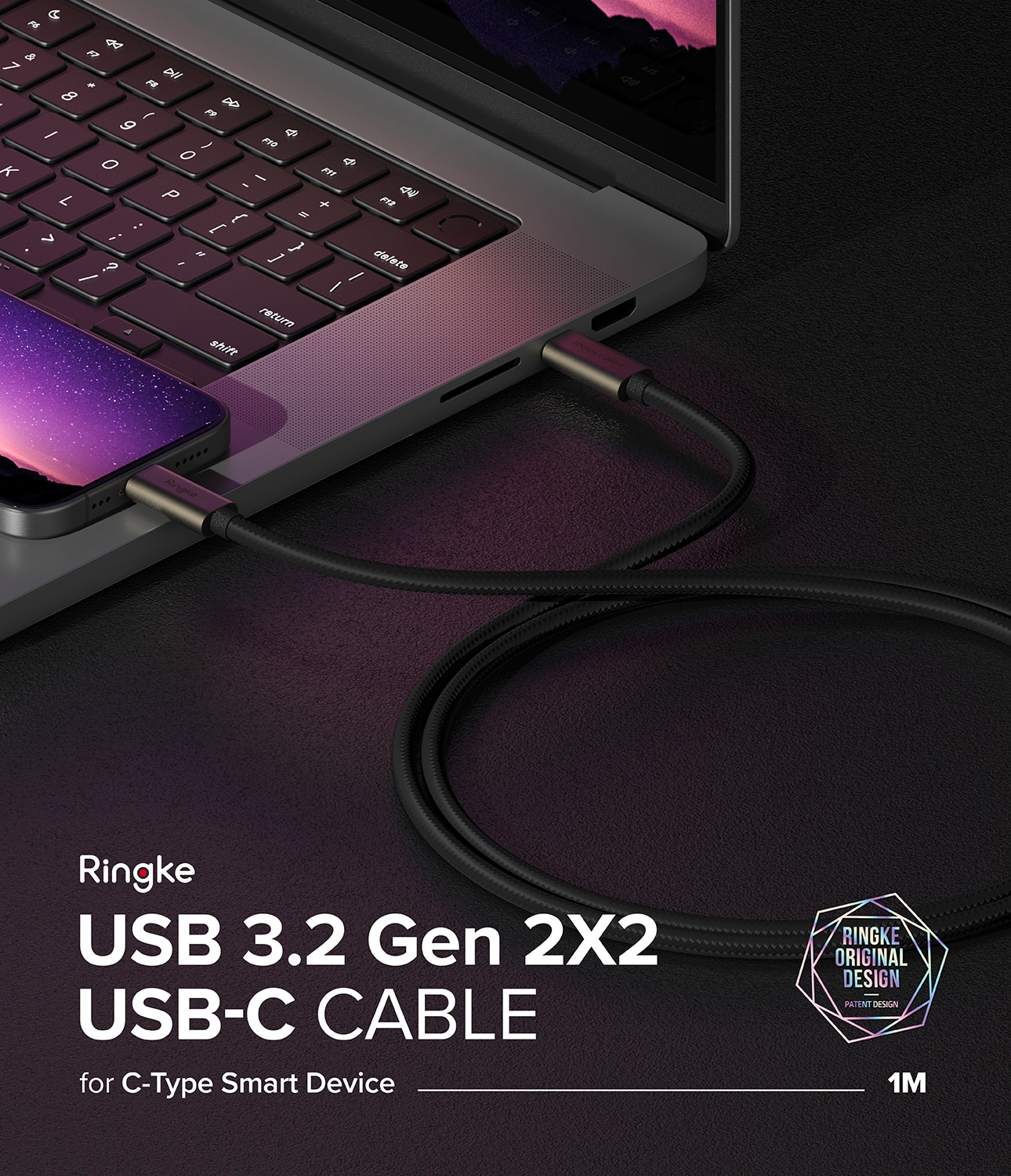 Cavo da USB-C a USB-C 3.2 Gen 2x2 1 metri, nero