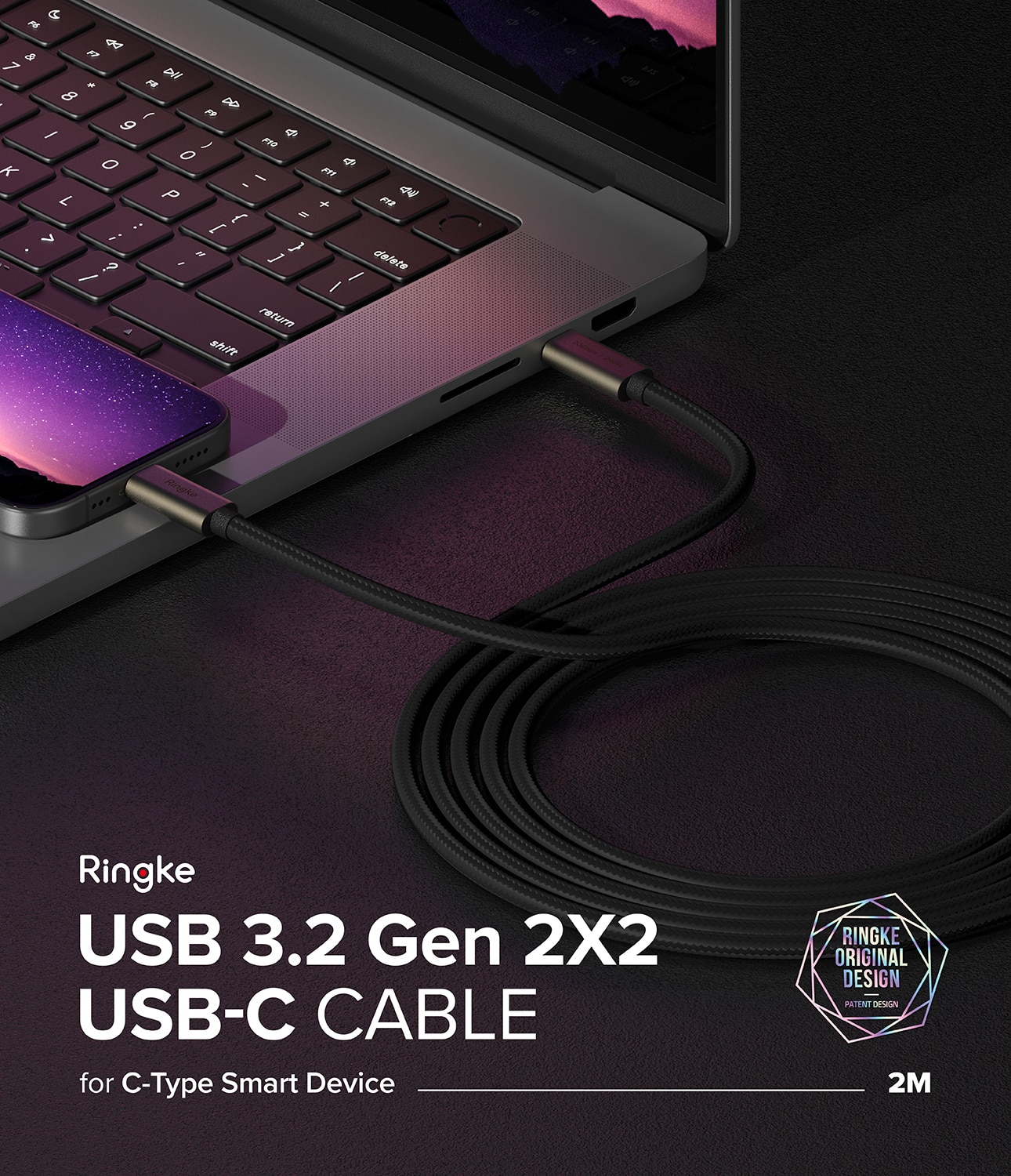 Cavo da USB-C a USB-C 3.2 Gen 2x2 2 metri, nero