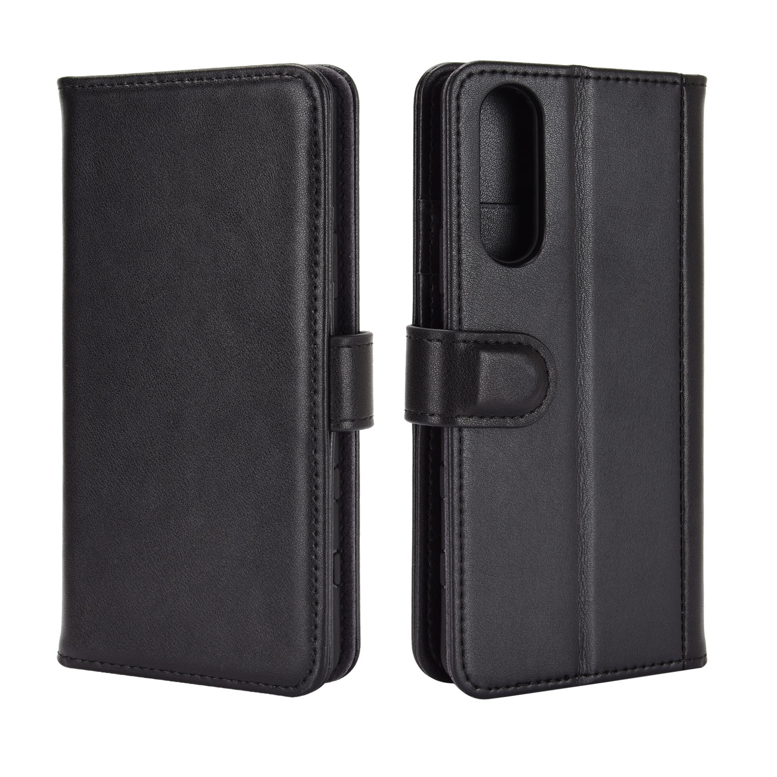 Custodia a portafoglio in vera pelle Sony Xperia 10 II, nero