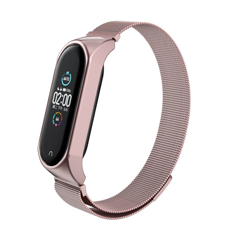 Cinturino in maglia milanese per Xiaomi Mi Band 3/4, rosa dorato