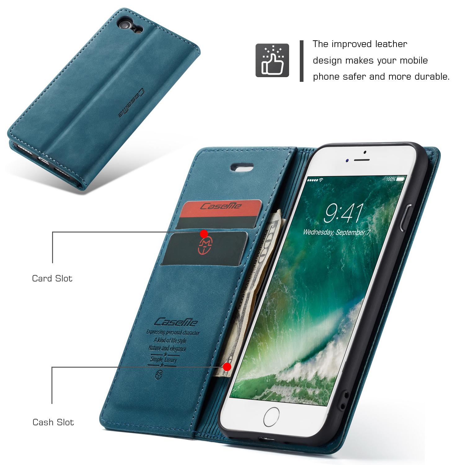 Custodie a portafoglio sottili iPhone SE (2020) blu