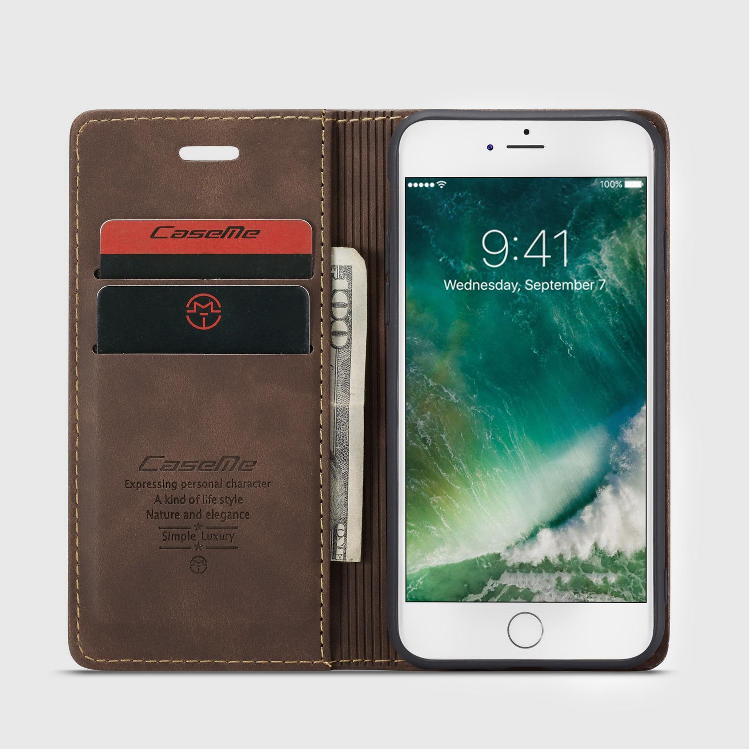 Custodie a portafoglio sottili iPhone 7 marrone