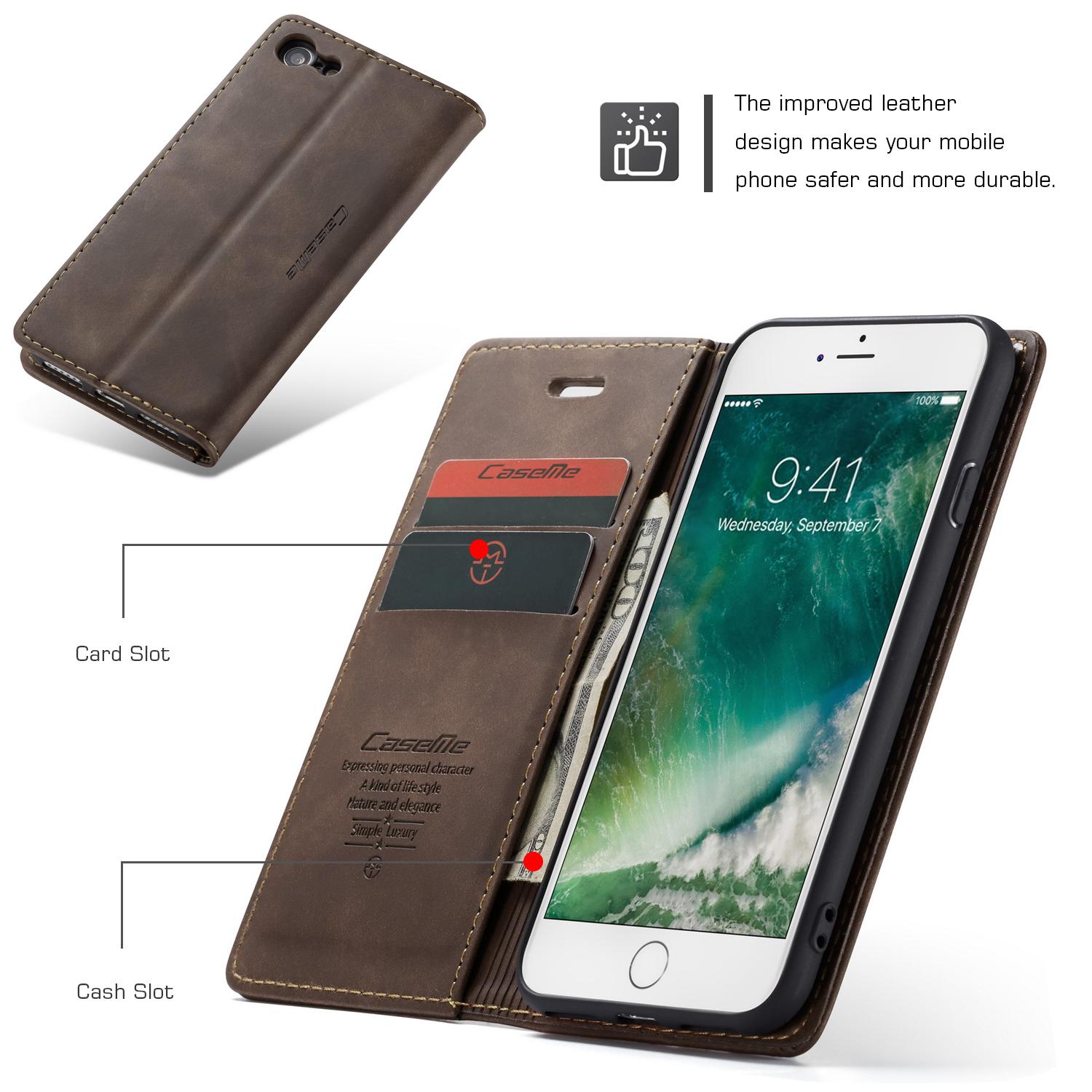Custodie a portafoglio sottili iPhone SE (2020) marrone