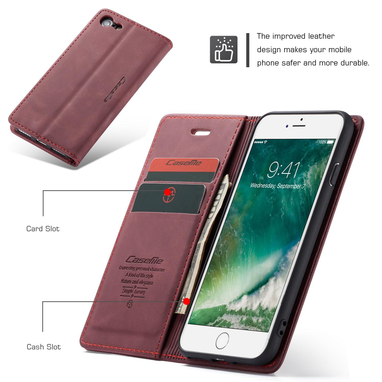 Custodie a portafoglio sottili iPhone SE (2020) rosso
