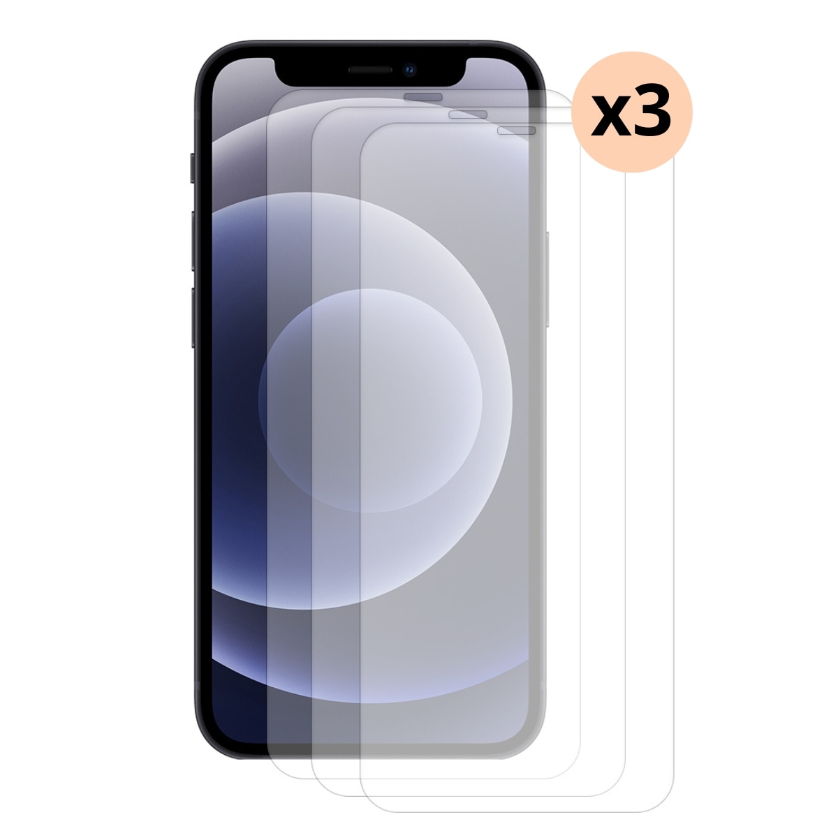 Kit per iPhone 12 Pro Max, 3 pezzi Proteggischermo in vetro temperato 0.3mm